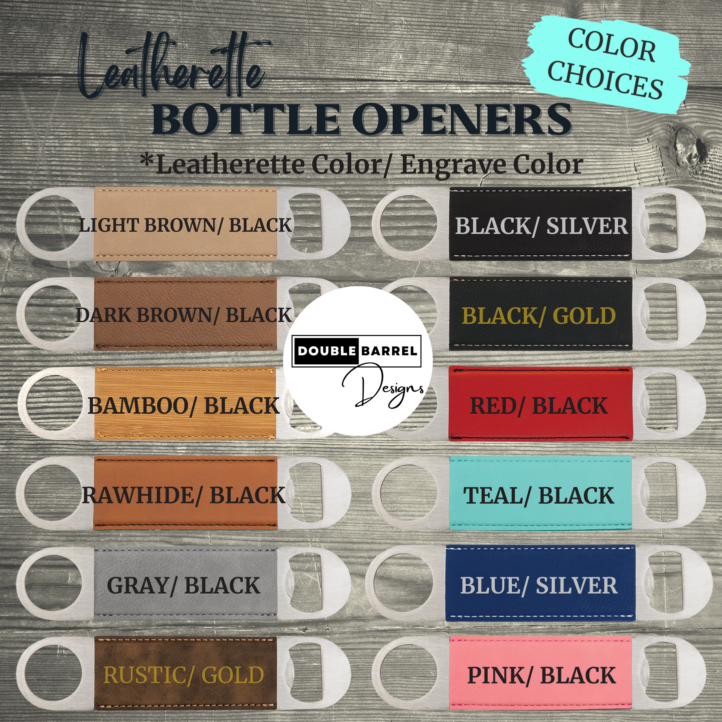 Leatherette Bottle Opener Personalized with Last Name or Couple's Names Laser Engraved Gift