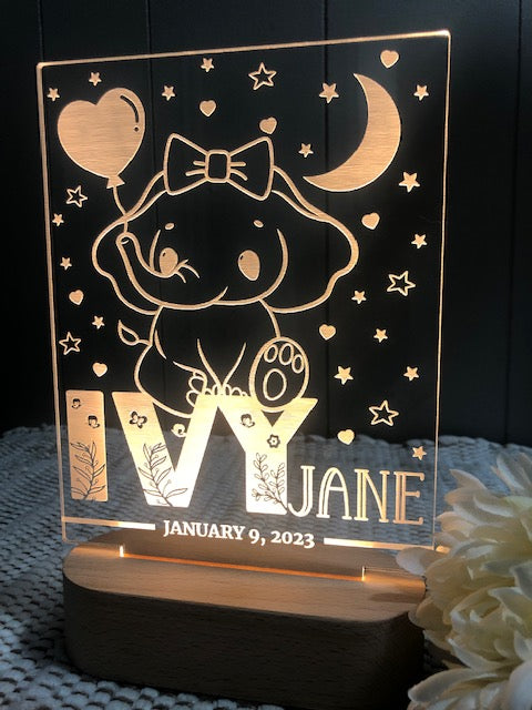 Personalized Acrylic Night Light Custom Gift Nursery Decor Multiple Design Options, LED Night Light, Custom Name, Baby Shower Gift