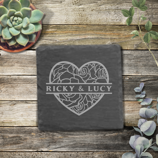 Slate Coaster: COUPLE'S NAMES Personalized Custom Gift