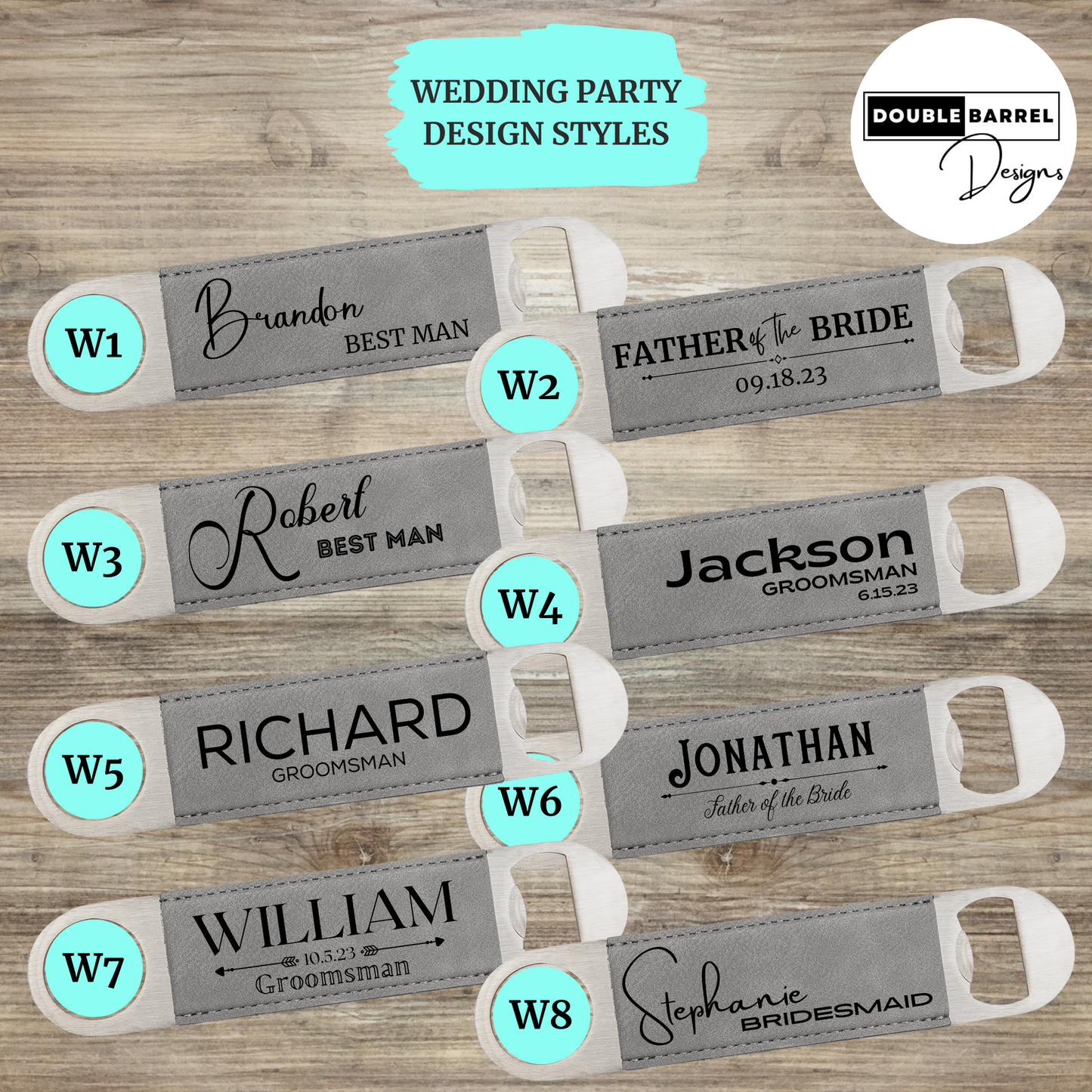 Leatherette Bottle Opener Personalized Laser Engraved for Wedding Party Gift Groomsmen Bridesmaids